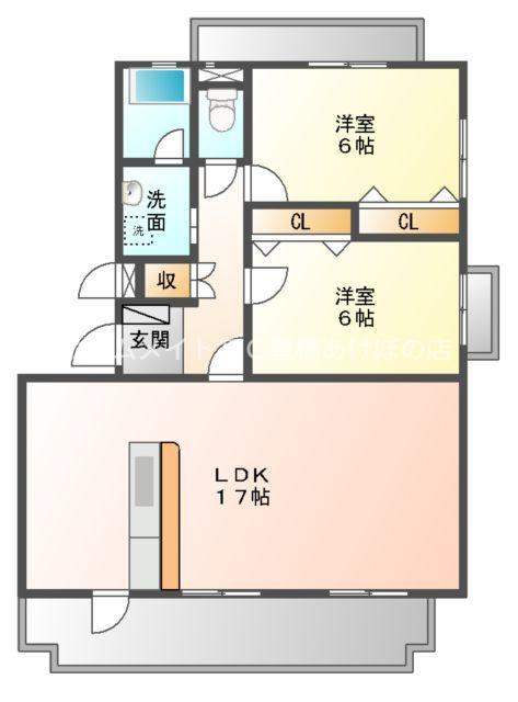 ネオパラドール(2LDK/2階)の間取り写真