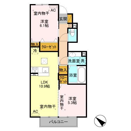 ソレイユ(2LDK/1階)の間取り写真