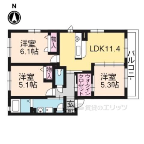 エスト御所ノ内(3LDK/2階)の間取り写真