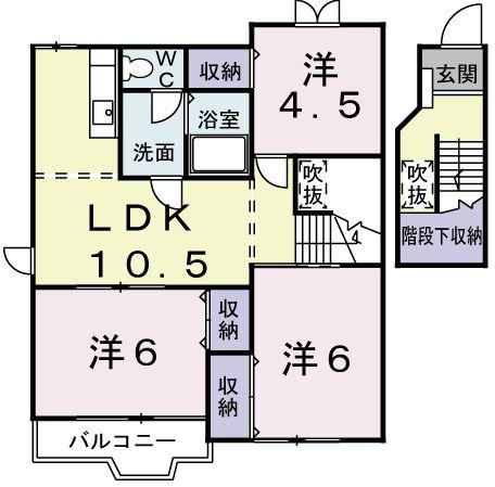 D.パレスウイリアムB(3LDK/2階)の間取り写真