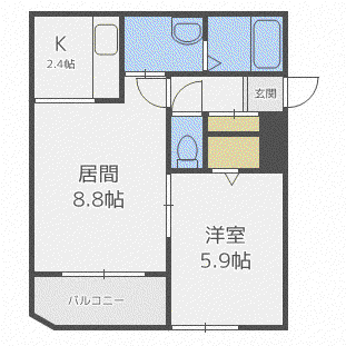 グランメール南郷東(1LDK/2階)の間取り写真