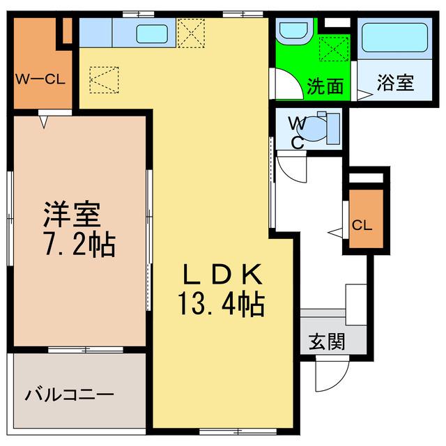 ルミエール六反地(1LDK/1階)の間取り写真