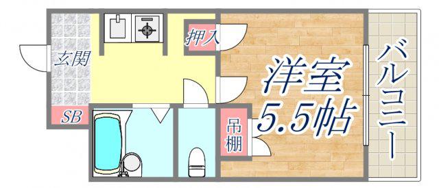 クリスタルカーサⅡ(1K/3階)の間取り写真