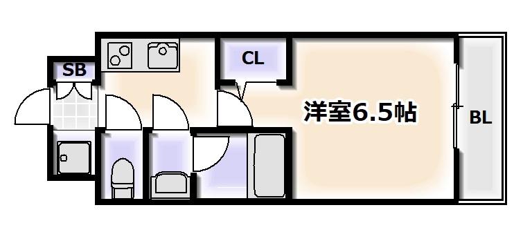 スプランディッド難波I(1K/3階)の間取り写真