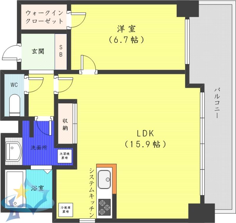 レジディア北2条イースト(1LDK/10階)の間取り写真