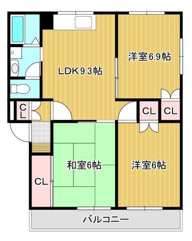モーメント21(3LDK/3階)の間取り写真