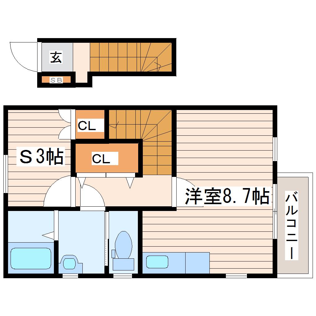 カーサセレステ(1SK/2階)の間取り写真