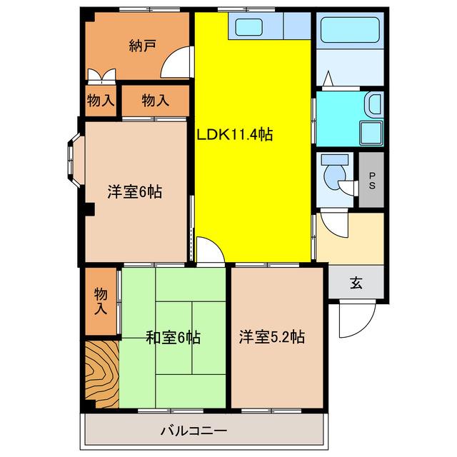 みやびハイツ(3SLDK/1階)の間取り写真