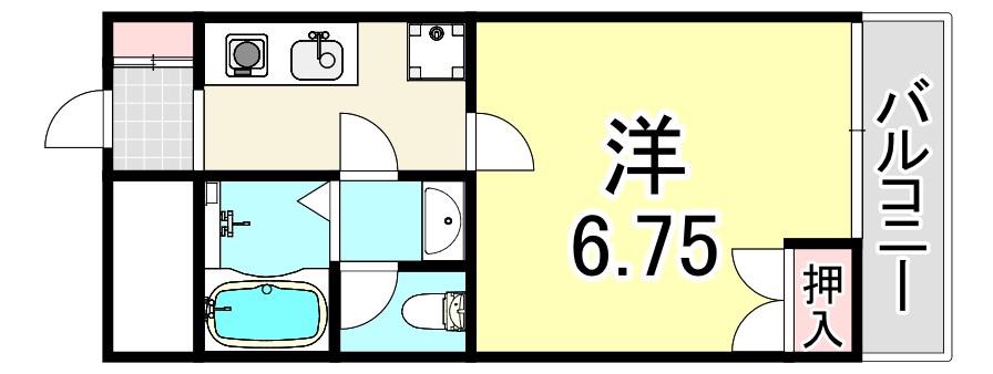 HIRO武庫之荘(1K/2階)の間取り写真
