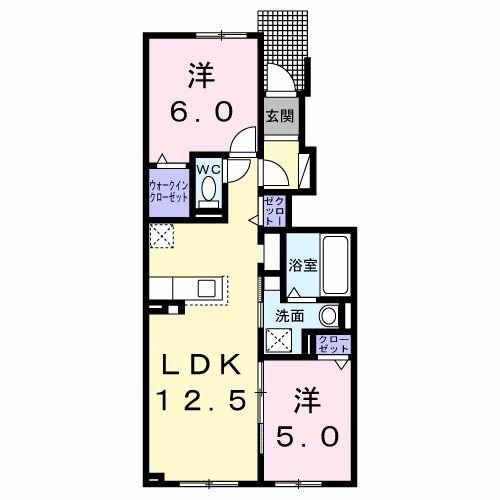 ドリーム江別II(2LDK/1階)の間取り写真