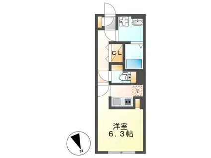 LUORE城西(ワンルーム/3階)の間取り写真