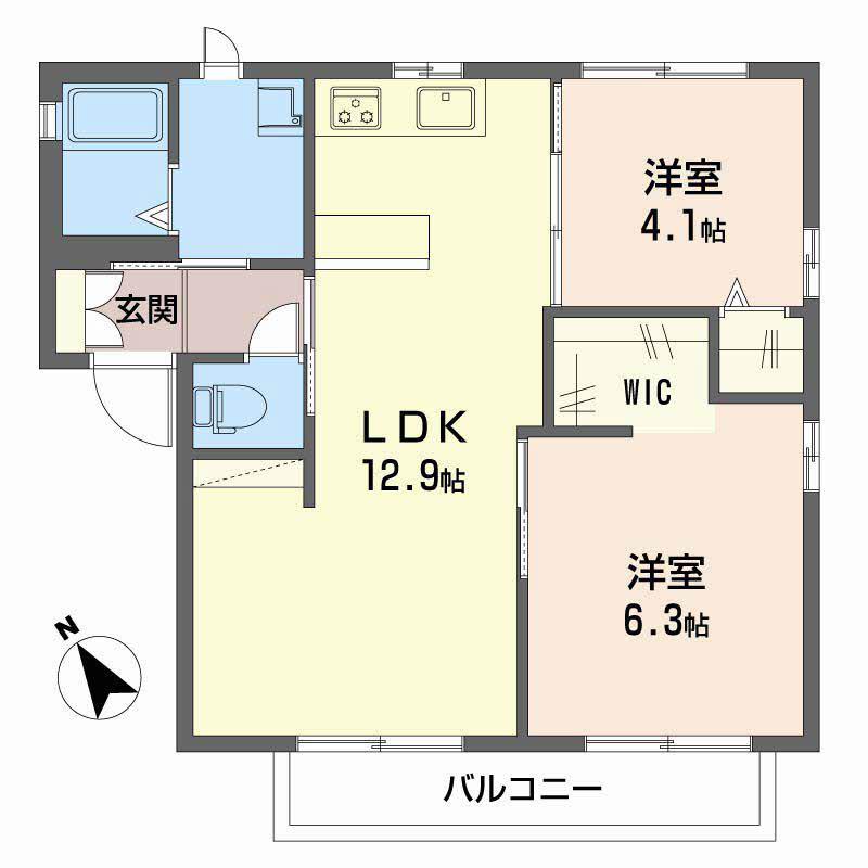 ツインコーポ三宅B棟(2LDK/2階)の間取り写真
