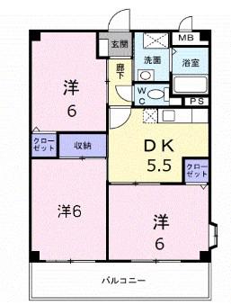 プロスパー五番館(3DK/2階)の間取り写真