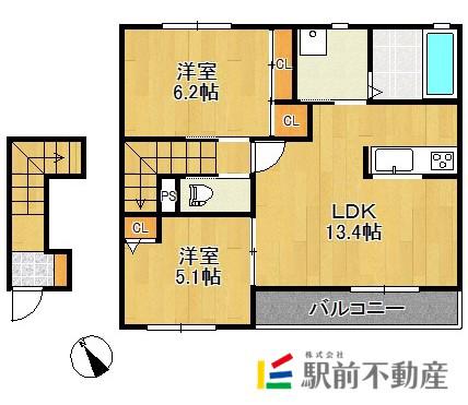 エクラージュII(2LDK/2階)の間取り写真