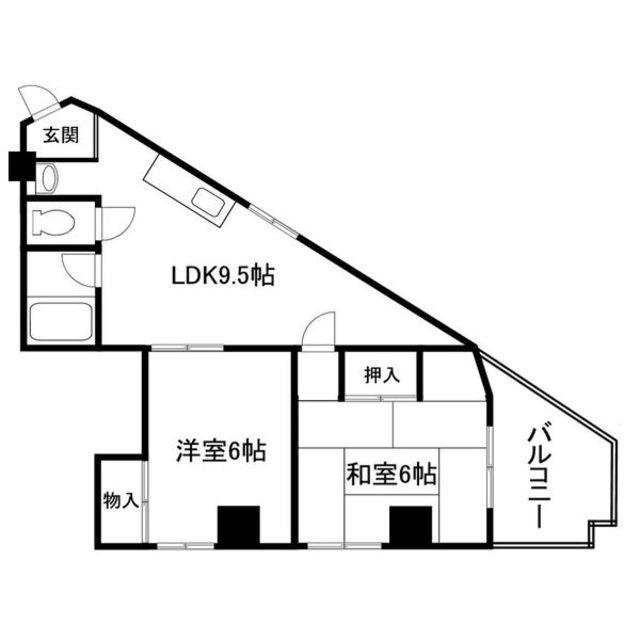 エイワンコート歌島(2LDK/3階)の間取り写真