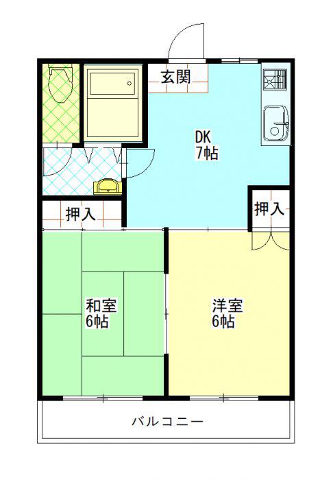 コーポアタラクシア(2DK/3階)の間取り写真
