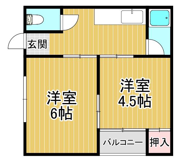 ピア西淀川B棟(2DK/4階)の間取り写真