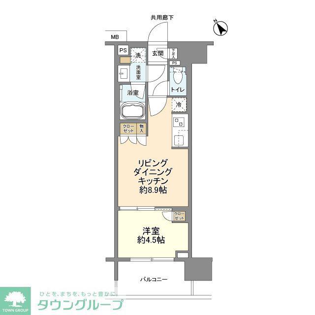 クレヴィア上野入谷(1LDK/9階)の間取り写真
