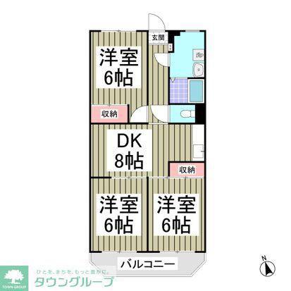 風見鶏グランドハイツII(3DK/4階)の間取り写真
