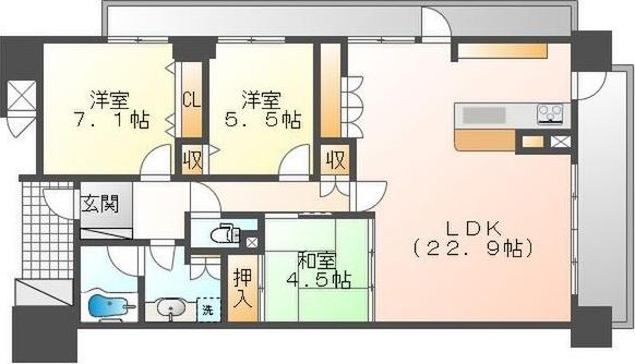 サンマンションアトレ高蔵寺駅前(3LDK/10階)の間取り写真
