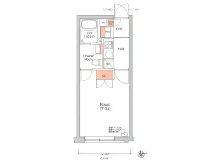 エス トゥルースプラス大森(1K/3階)の間取り写真