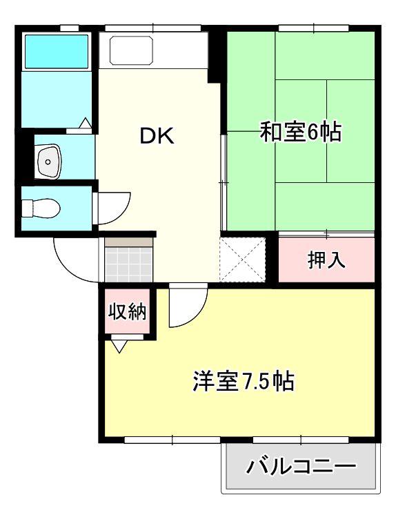 ブルーハイム(2DK/2階)の間取り写真
