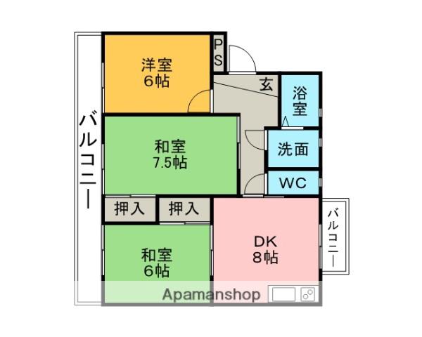 ボナールYATA(3DK/4階)の間取り写真