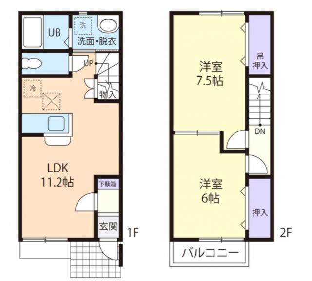 サニーカーサハル(2LDK/1階)の間取り写真