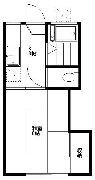 メゾン中田(1K/2階)の間取り写真
