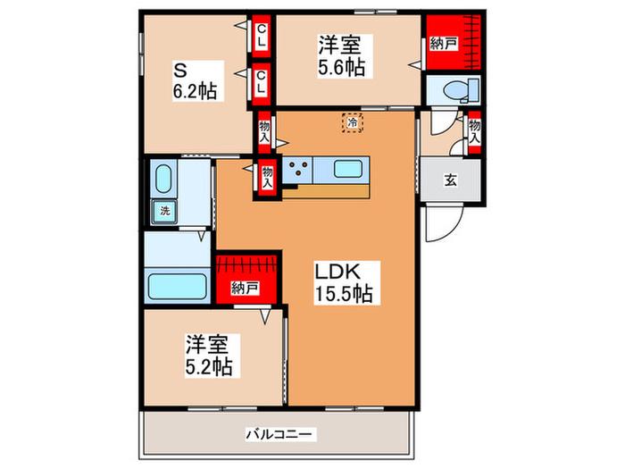 ビオラ俊徳(2SLDK/1階)の間取り写真