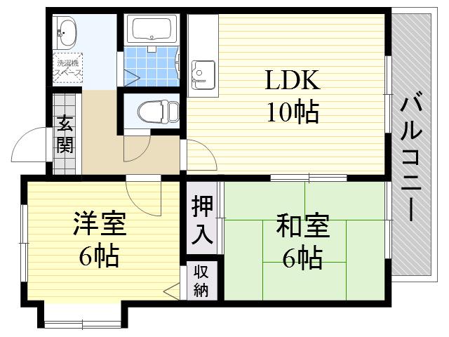 パラドリーム・IB(2LDK/6階)の間取り写真
