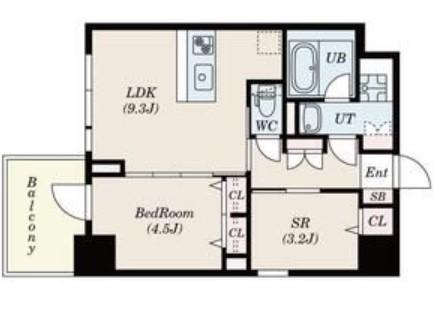 S-RESIDENCE福島DIVERSE(2LDK/9階)の間取り写真