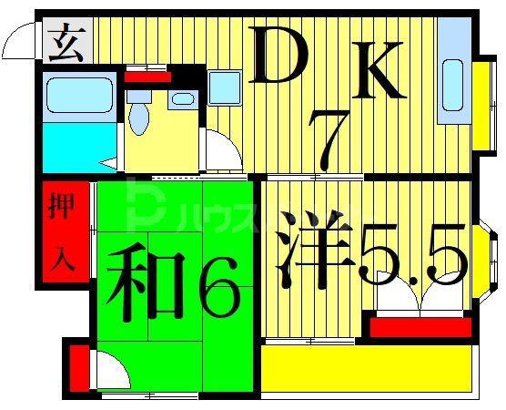ハイツサンクレール(2DK/2階)の間取り写真
