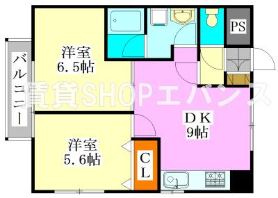 グローバル駿河台(2DK/2階)の間取り写真