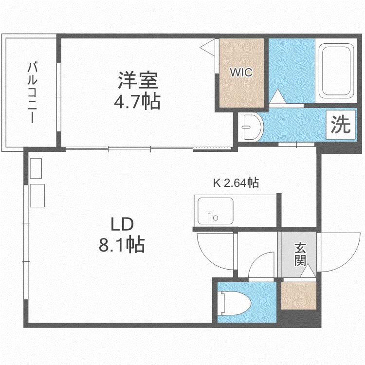 ガイアールS8(1LDK/4階)の間取り写真