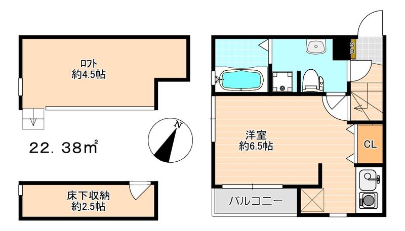 アヴニール高宮東(1K/1階)の間取り写真