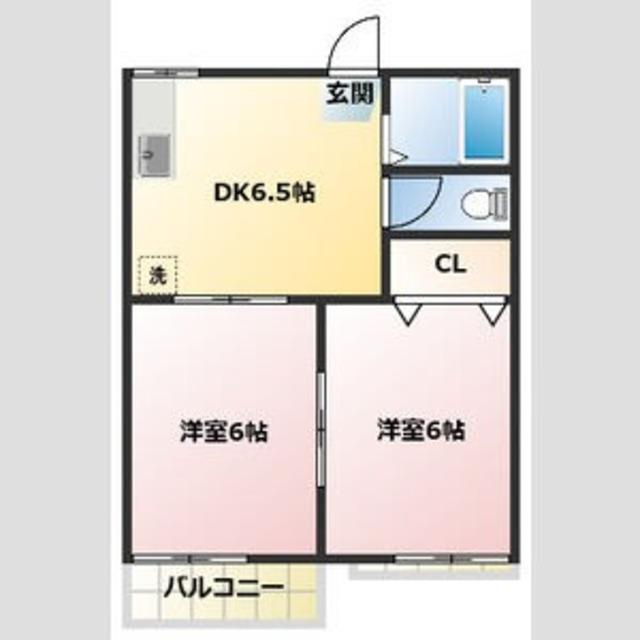 フォーブル中野(2DK/2階)の間取り写真