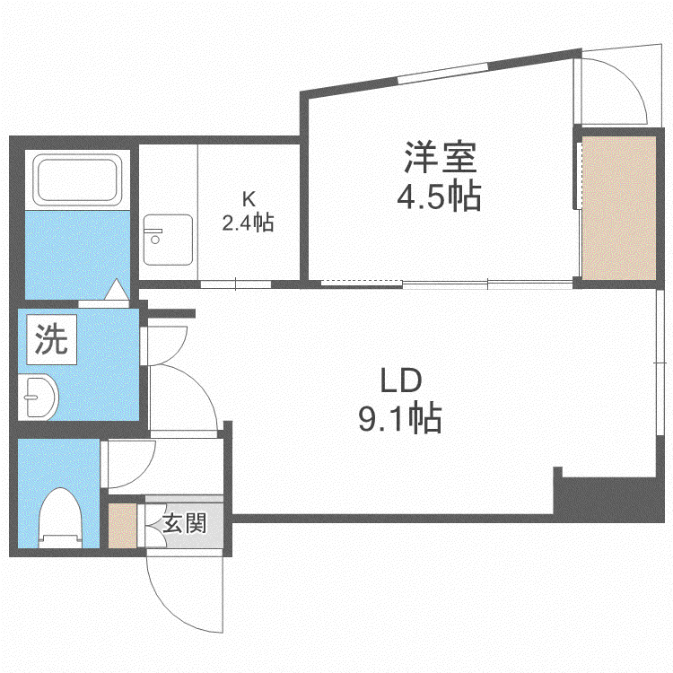 アイビル西町北(1LDK/2階)の間取り写真