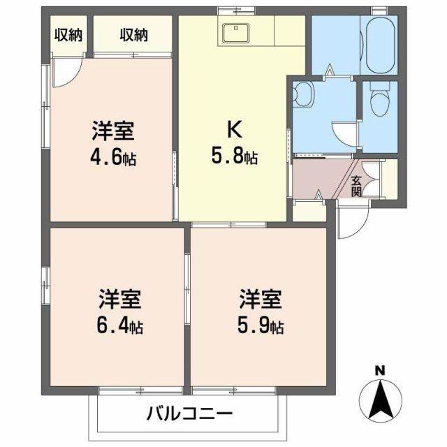 ベルフォーレ(3K/2階)の間取り写真