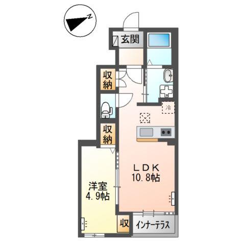 ナバーナIII取手(1LDK/1階)の間取り写真