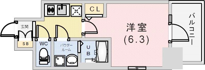 プロヴィスタ神戸三宮イースト(1K/4階)の間取り写真