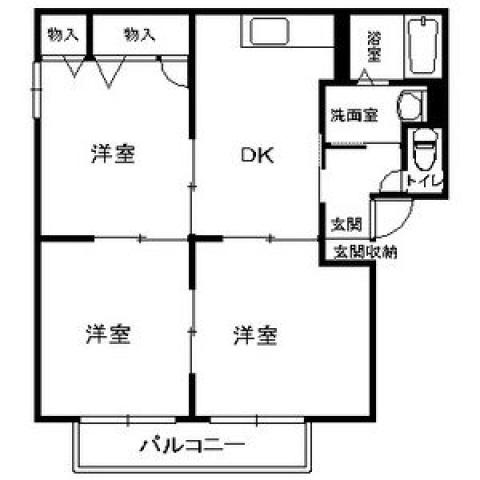 バリュージュ宮(3DK/1階)の間取り写真