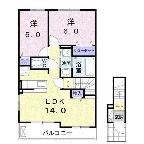 VENTVERTVIIA棟(2LDK/2階)の間取り写真