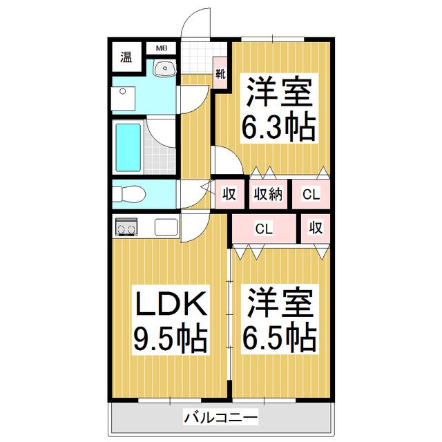 サニーデイパレス(2LDK/1階)の間取り写真