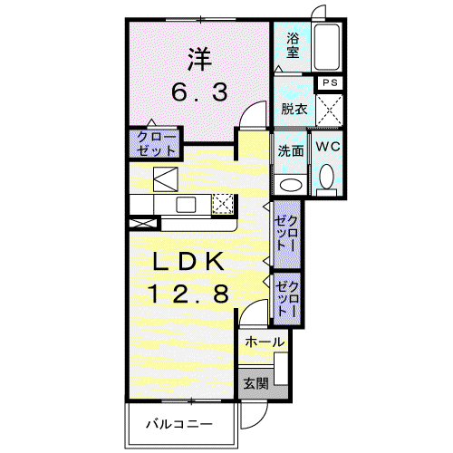 パインアヴェニュ- A(1LDK/1階)の間取り写真
