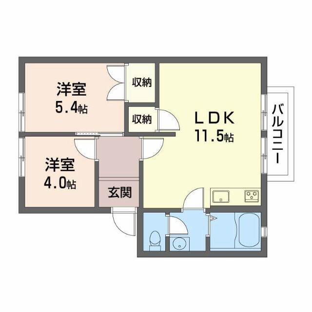 フレグランスI(2LDK/2階)の間取り写真