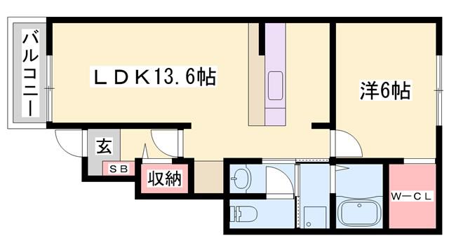イルパラッツオアミダI(1LDK/1階)の間取り写真