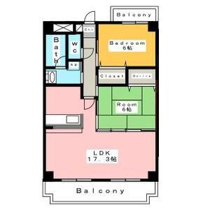 バトーモンテ(2LDK/3階)の間取り写真