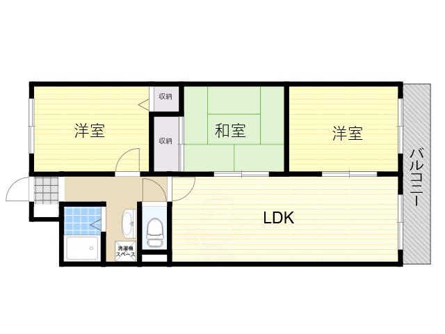 ヴィラスリースター住之江(3LDK/4階)の間取り写真