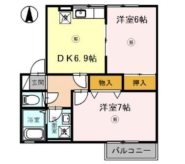 黒川グリーンハイツA(2DK/2階)の間取り写真